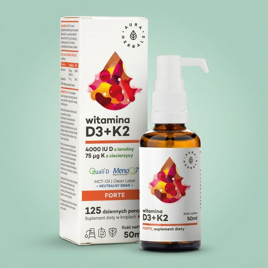 Aura Herbals Vitaminas D3 4000 Tv K2mk7 Mct Aliejus, Lašai, 50 Ml
